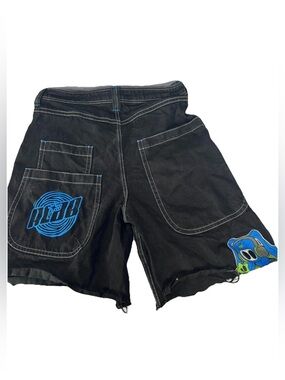 A.LAB Mega Rave Black Shorts Men’s 33 Skater Baggy Mega Wide Leg Hip Hop Y2K Cut
